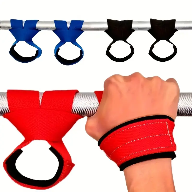 1 Pair Adjustable Non-Slip Gym Lifting Wrist Straps - Black Polyester Fitness Training Auxiliary Wristbands with Secure Hook & Loop Closure for Weightlifting and Strength Training