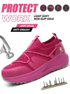 High-Profile Women's Safety Shoes, Breathable All-Year Round, Geometric Design, Steel Toe, Ideal for Construction Sites