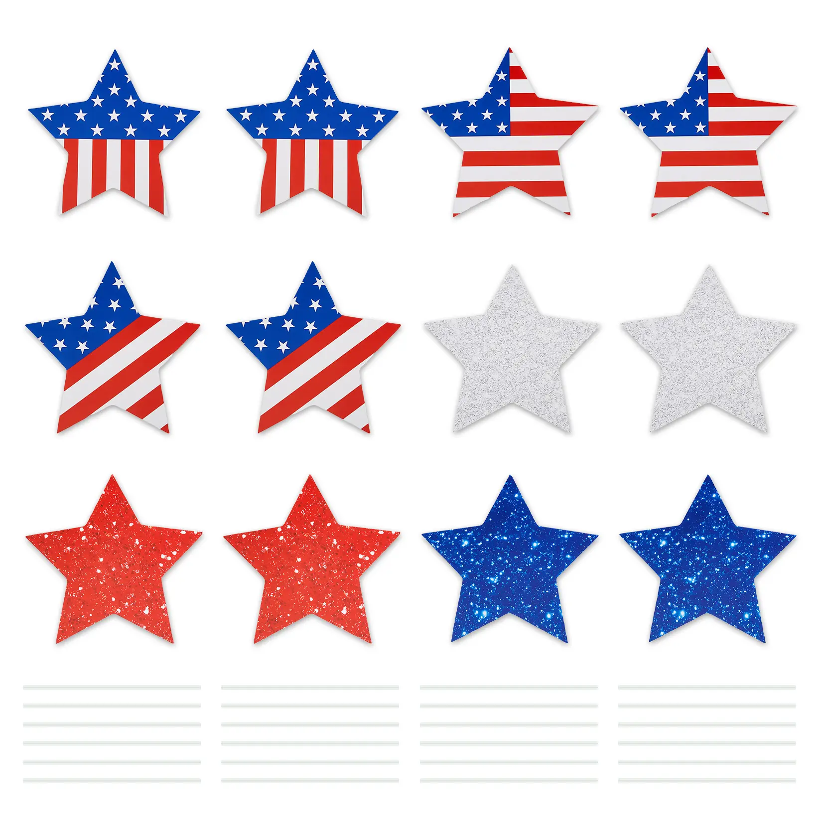 12-Pack Patriotic Star Yard Signs with Stakes, Weather-Resistant Red White & Blue Outdoor Decorations for Festive Garden & Lawn Display