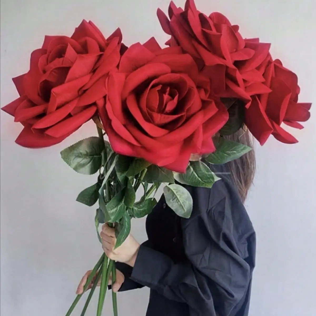 44in Extra Long Giant Red Foam Rose Single Stem, Large Artificial Flowers for Wedding Arch Floor Standing Decor, Floral Arrangement Centerpiece & Home Party Props