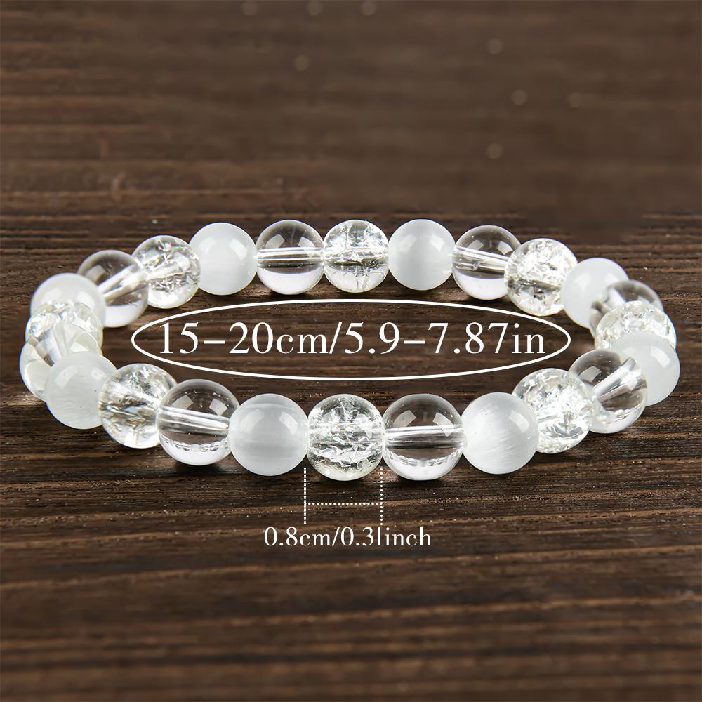 Anxiety Relief Crystal Bracelet for Women Men, Clear Quartz Moonstone Spiritual Jewelry for Calming Mind, Mental Balance & Communication, Boho Healing Reiki Gift