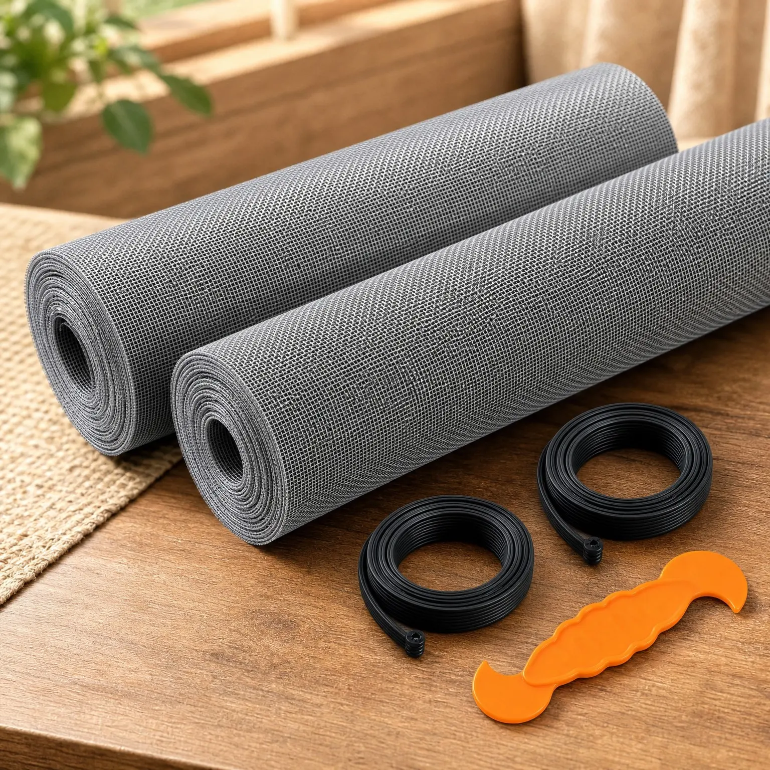 2-Pack Window & Door Screen Replacement Kit, 48'' W x 99'' L, Gray - Includes Retainer Spline (Total 65.6 FT) & Press-Fit Roller Tool, Scratch-Proof Polyester, Pet-Friendly Repair Mesh for PatioGift