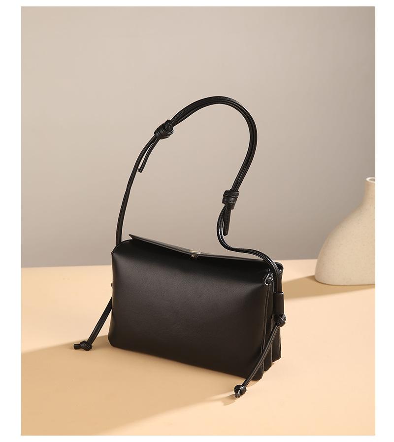 2026 New Crossbody Small Square Bag Niche Simple Double-layer Genuine Leather Small Bag Women's Bag Minimalist Style Commuter Shoulder Bag