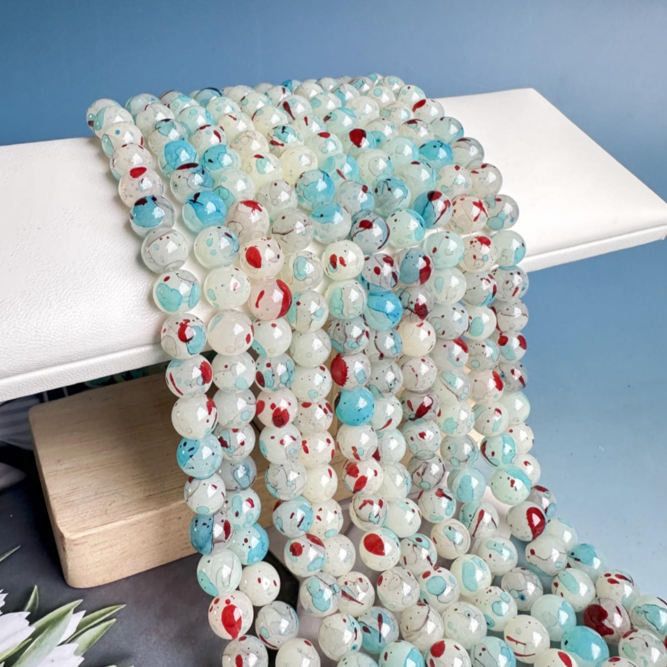 Halo Dyed Ink Premium Glass Beads for DIY Jewelry Making, 100/200pcs DIY Jewelry Accessories for Bracelet, Necklace, Earrings, Jewelry Making Supplies