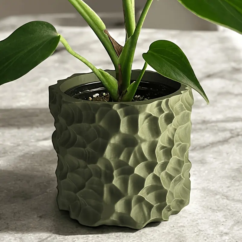 3D-Printed Wavy Plastic Planter – Nordic-Style Pot for Succulents and Greenery; Modern Minimalist Artistic Container for Tabletop Jade Plants; Small Decorative Planter for Balconies and Living Rooms.