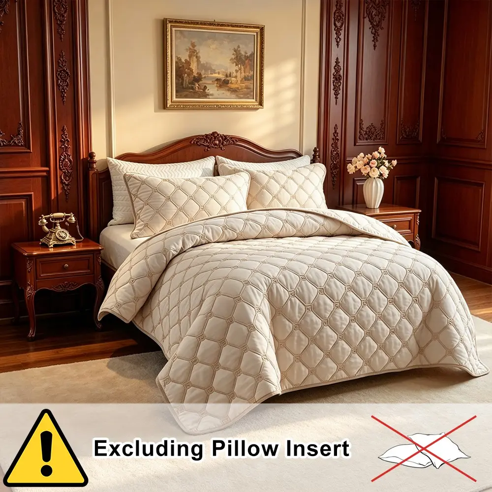3-Piece Duvet Cover Set, Geometric Quilted Design, Polyester, Breathable & Comfortable, All-Season Use, Unisex Bedding, Comfy Bedding Sets, Modern Bedding Set