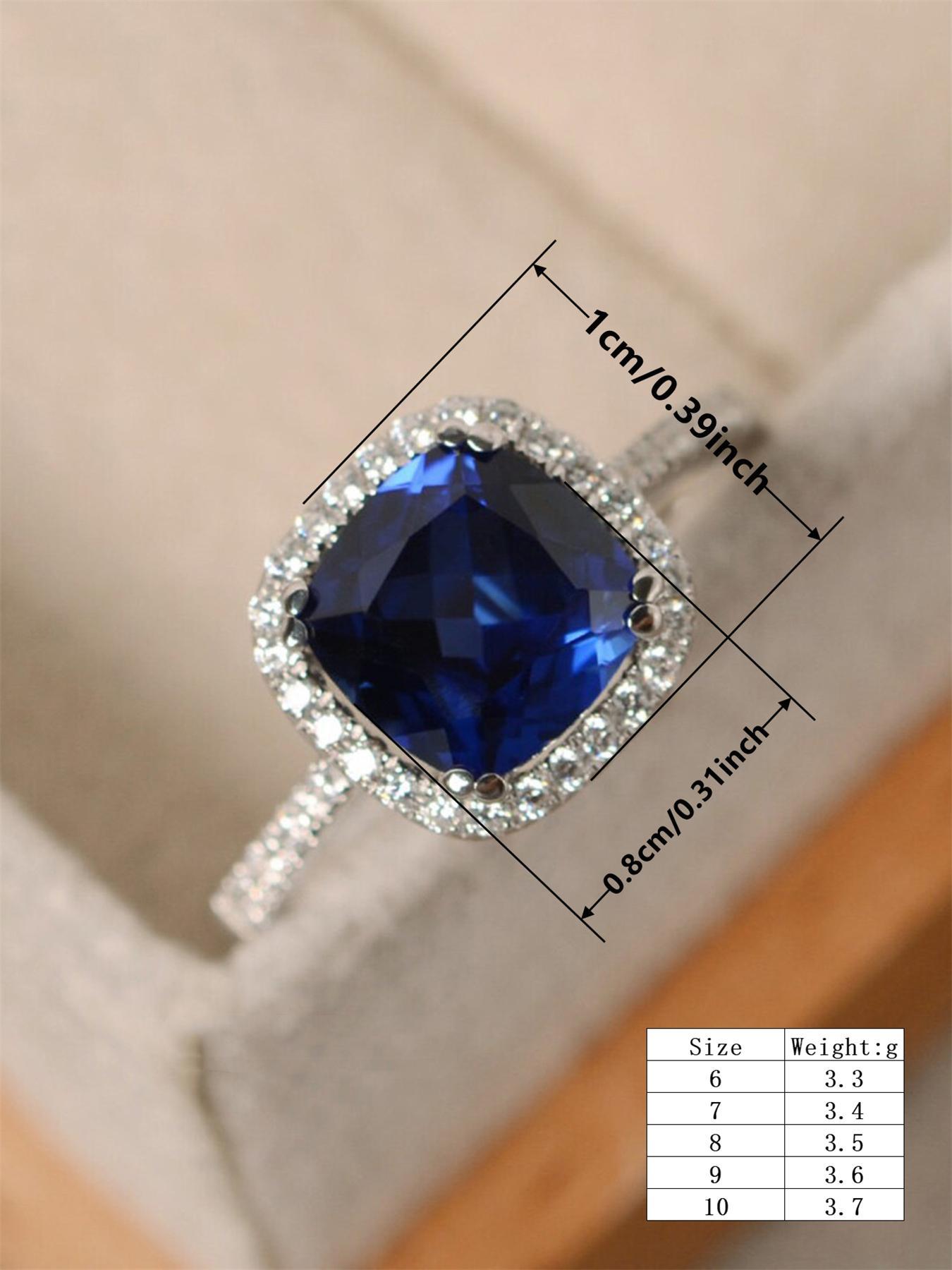 S925 Sterling Silver Rhinestone Decor Emerald Cut Solitaire Ring, Elegant Fashion Accessories for Women, Trendy All-match & Exquisite Jewelry for Birthday Gift, with Box