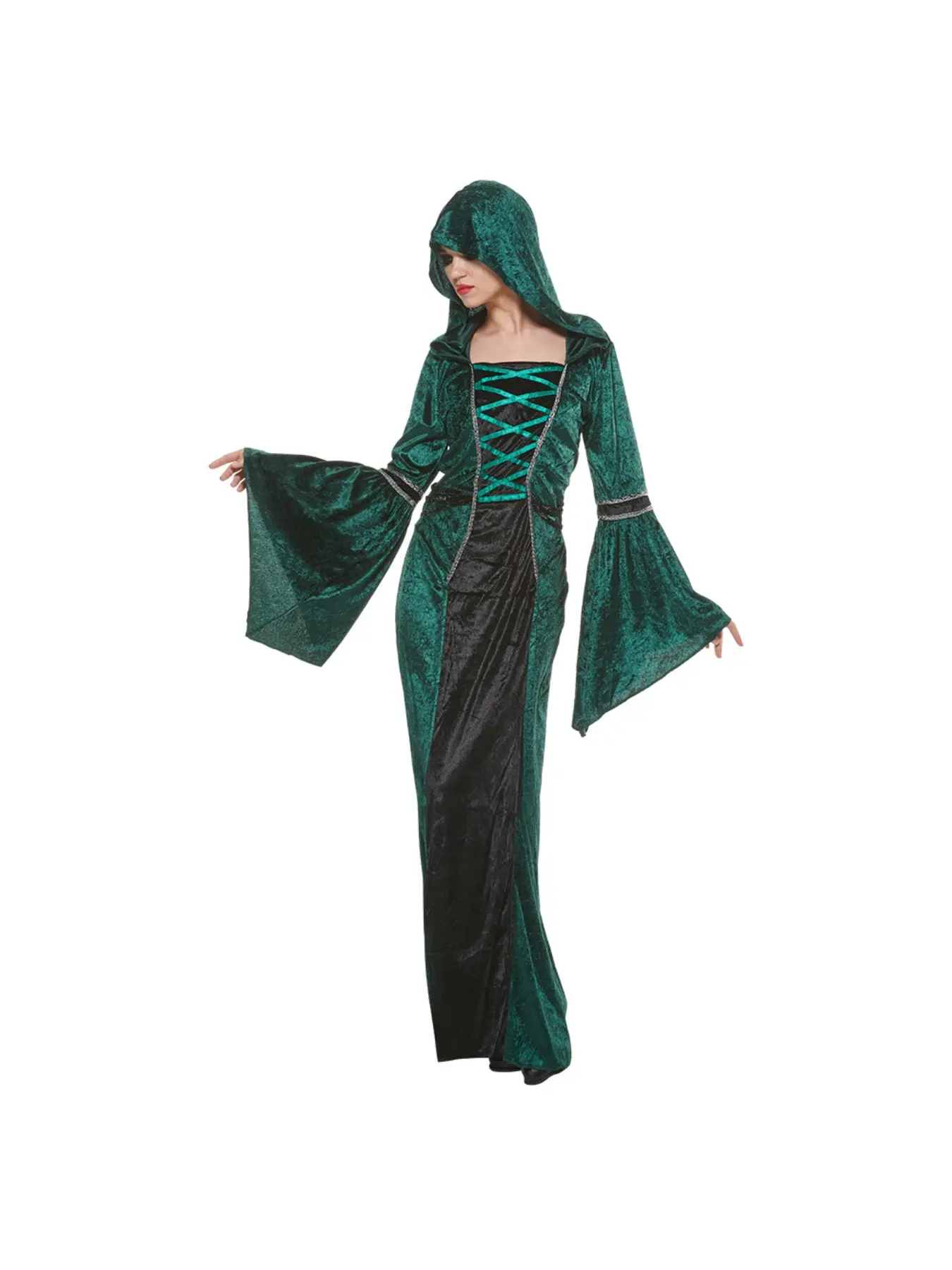 Ladies Dress Up Costumes and Cosplay Costumes New Halloween Adult Female Emerald Wizard Dress Bar Clubwear Stage Performance Costumes
