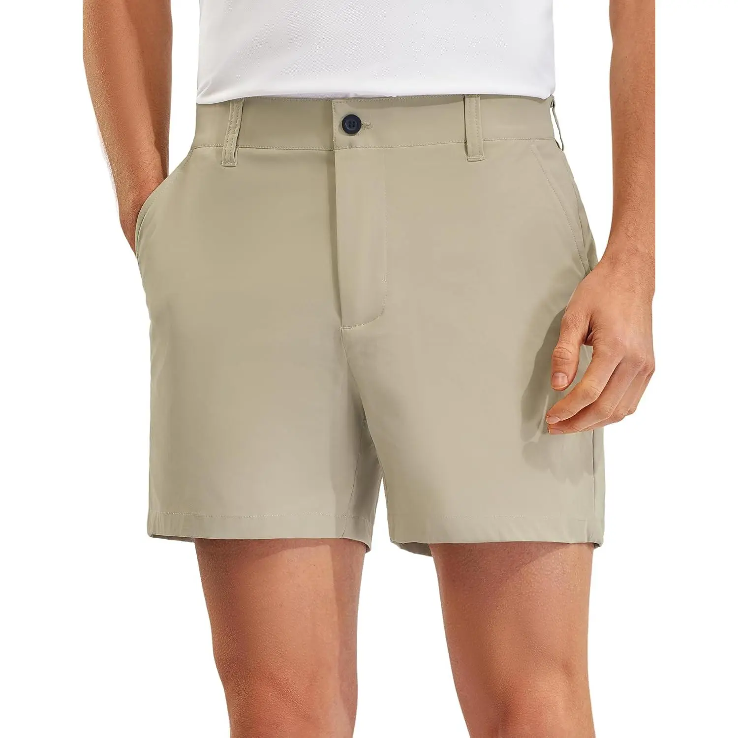 PULI Men's 5" Inseam Golf Shorts, Casual Stretch Waterproof with 5 Pockets, Lightweight Quick Dry Flat Front for Travel Golf, Waist Sizes Available for Hiking, Shorts Length