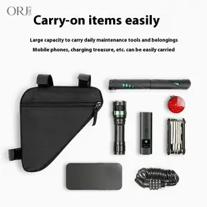 summerwins Durable Waterproof Lightweight Bike Frame Storage Bag - Triangle Cycling Pouch with Front Beam Phone Holder for Mountain & Road Bikes Outdoor Use,Festive,Green,and,stress,ball,
