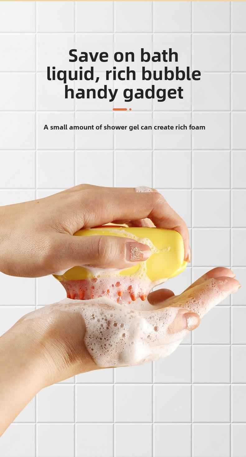 Pet Bath Brush, Dog Cat Grooming Brush with Shampoo Dispenser, Silicone Massage Brush for Shedding & Bathing, Soft Bristles for Dogs Cats Puppy Kitten