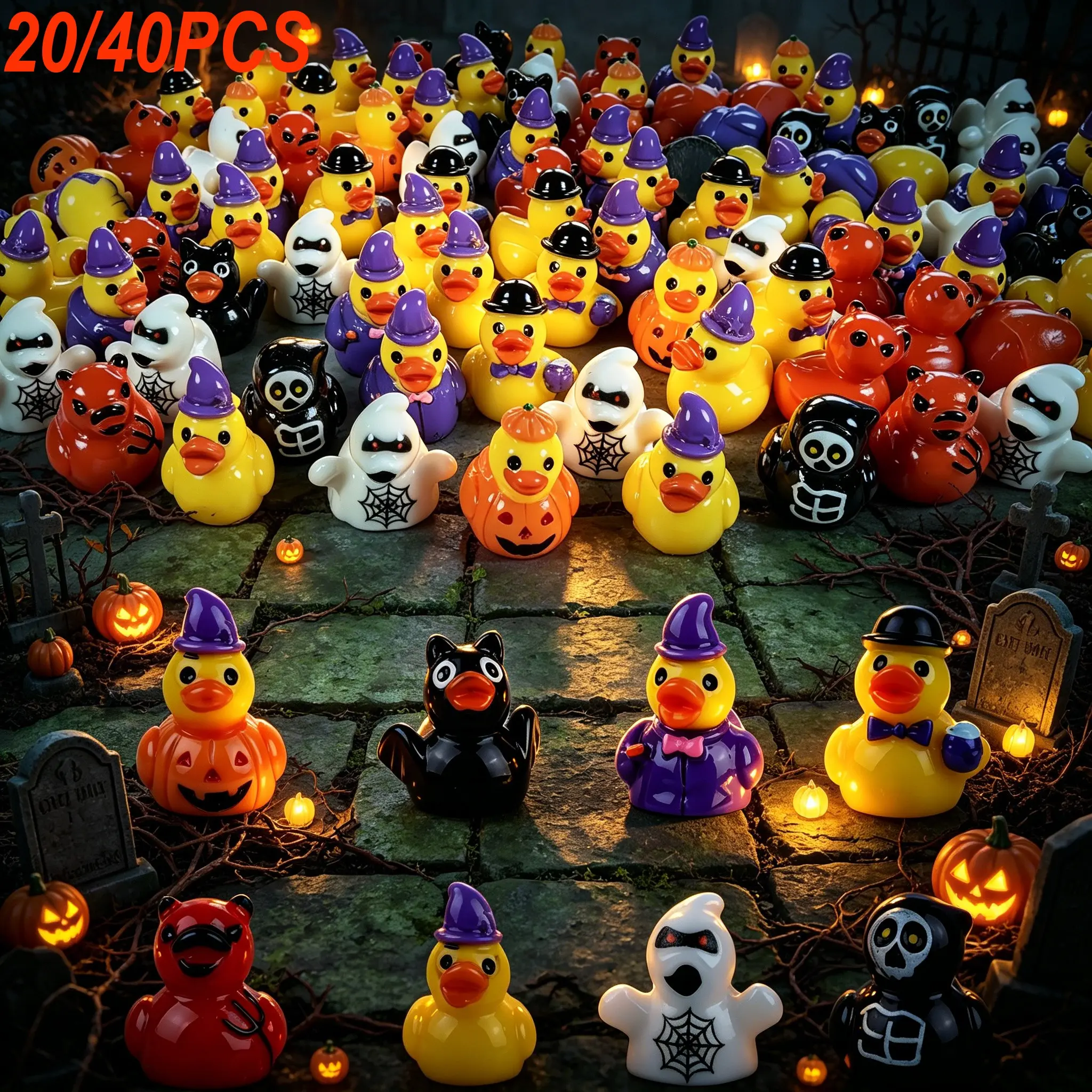 Mini Devil/ghost/pumpkin Resin Ducks, Cute Creepy Desk Decor, Resin Collectibles, Halloween/christmas/Party Decorations, Party Gifts