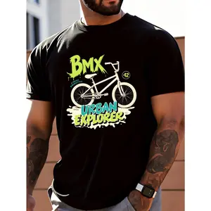 180gMen'S 100% Graphic T-Shirt - Breathable Soft Lightweight - Bmx Urban Explorer Bike Design - Retro Fun Graphic Casual Short Sleeve Summer Top, Gift for Him