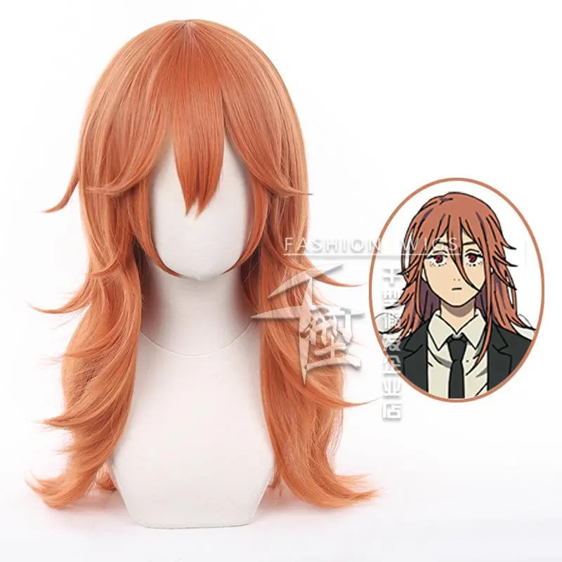 Chainsaw Man Angel Devil Anime Cosplay Costume Wig Black Devil Hunters Uniform Suit Orange-Brown Hair Headband Halloween