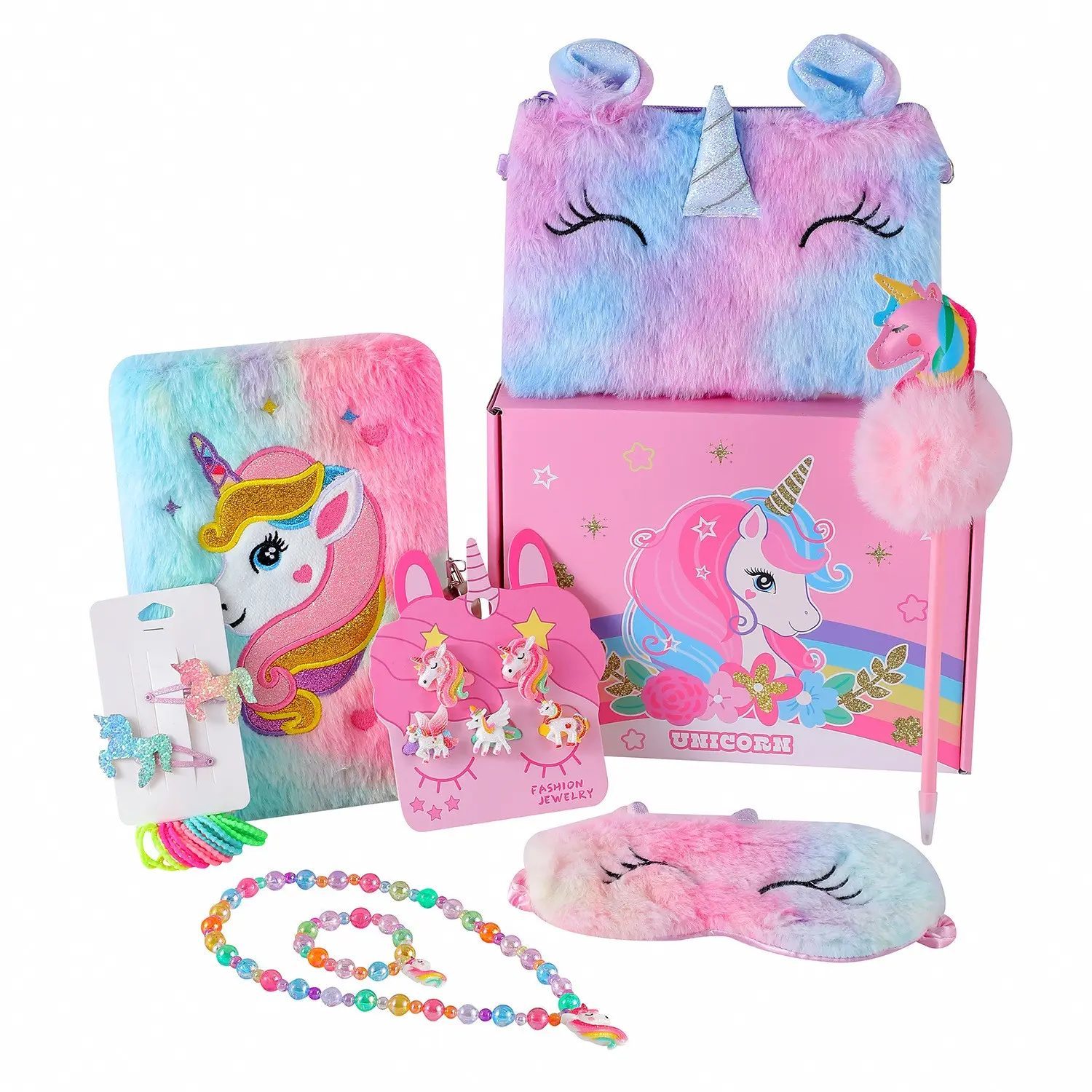 Children Unicorn Stationery Gift Set, Student Notebook Bag Accessory Box, Birthday Gift Kit, Educational Supplies for Kids, Aesthetic School Supplies