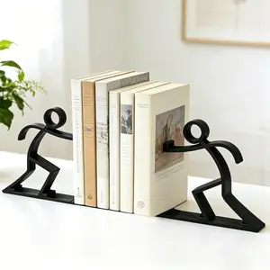 Decorative Bookends Book Ends for Shelves, Unique Office Desk Decor & Cute Reading Bookshelf Holder for Home Library Creative Gift for Book Lovers Not Metal (Black)