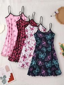 women's all over print cami nightdress, casual soft comfortable spaghetti strap nightgown for all seasons, lady's sleepwear for indoor wear, loungewear, cute breathable sleep dress, womenswear, nightdress sleeveless