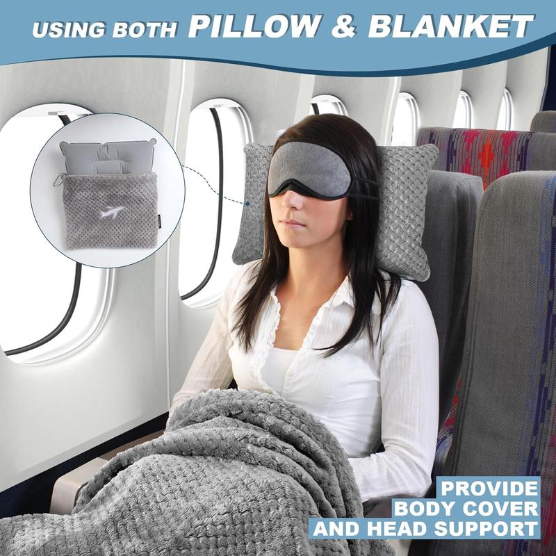 Travel Blanket Airplane Compact with Bag, Travel Essentials 3 in 1 Packable Airplane Blanket, Travel Pillow and Blanket Set, Inflatable Pillow, Luggage Sleeve & Backpack Clip (Light Grey) Travel Blanket Airplane Compact with Bag, Travel Essentials 3 in 1 Packable Airplane Blanket, Travel Pillow and Blanket Set, Inflatable Pillow, Luggage Sleeve & Backpack Clip (Light Grey)