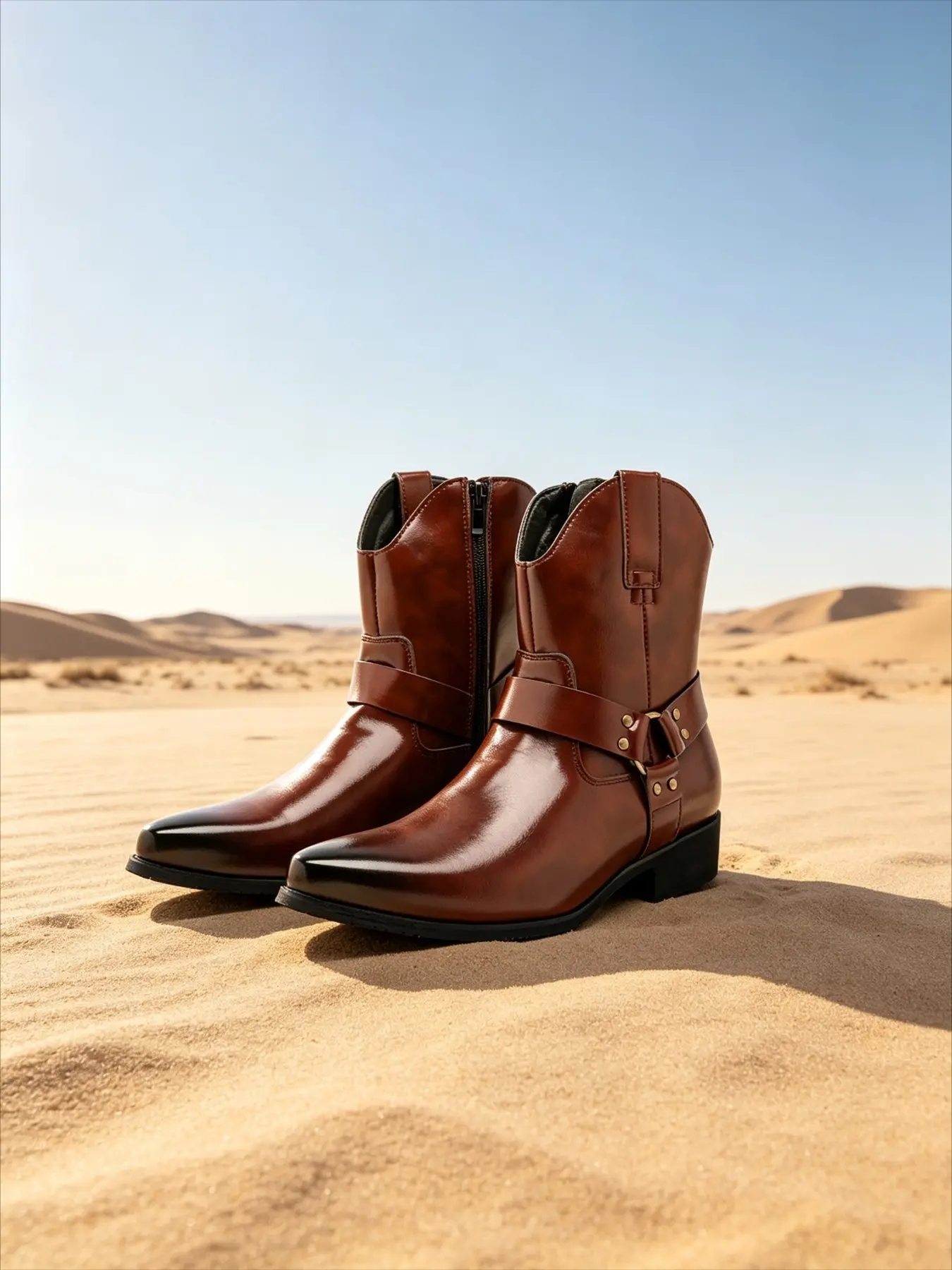 Men's High Top Fashion Casual Boots, Retro Motorcycle Style, Buckle Design, Fall & Winter Wear, Ideal for Outdoor Activities
