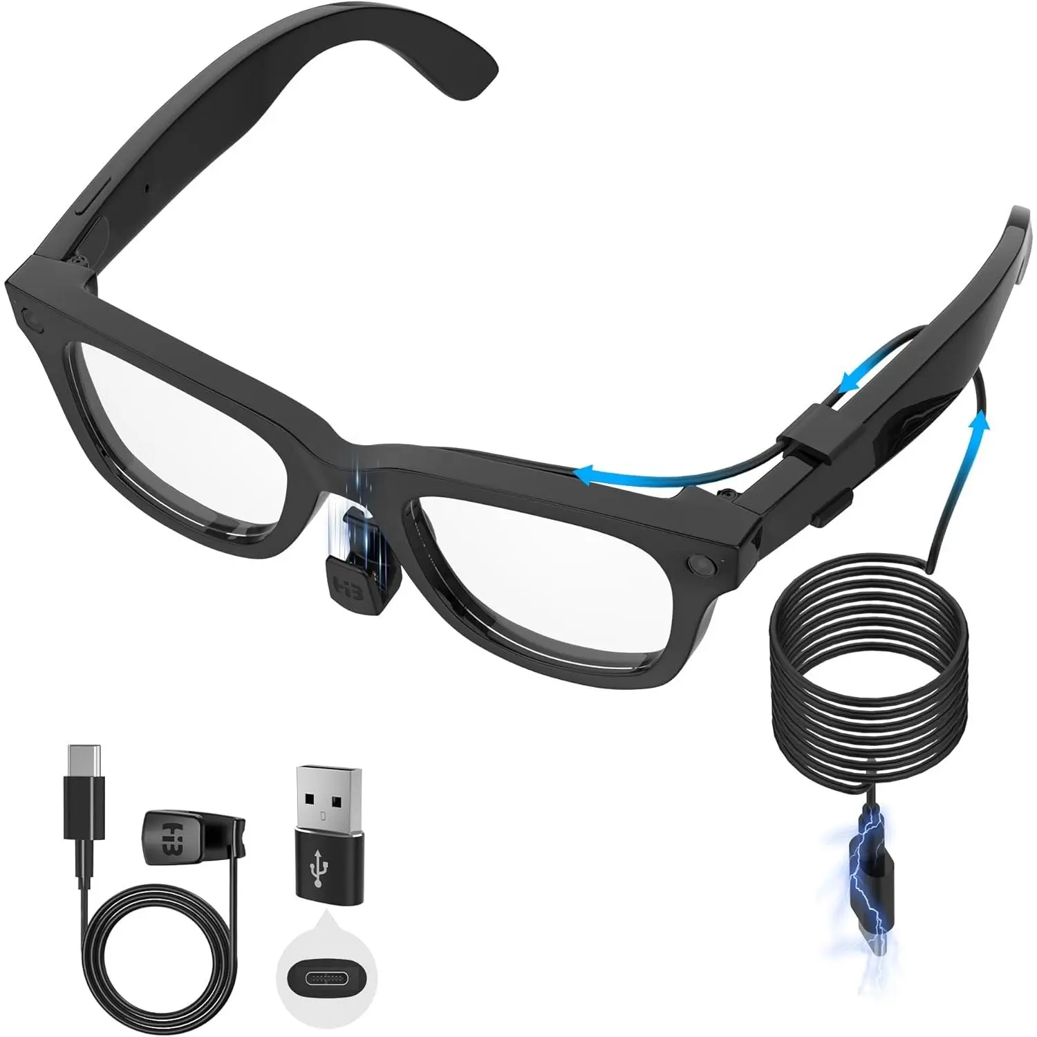 Charging Cable with Type-A Interface for Ray-Ban/Oakley Meta Smart Glasses | HiBloks 3.9ft Fast Charging Cable for RayBan Meta Gen 2/1 & Oakley Meta HSTN, Portable for Travel/Car/Phone/Laptop/Power Bank