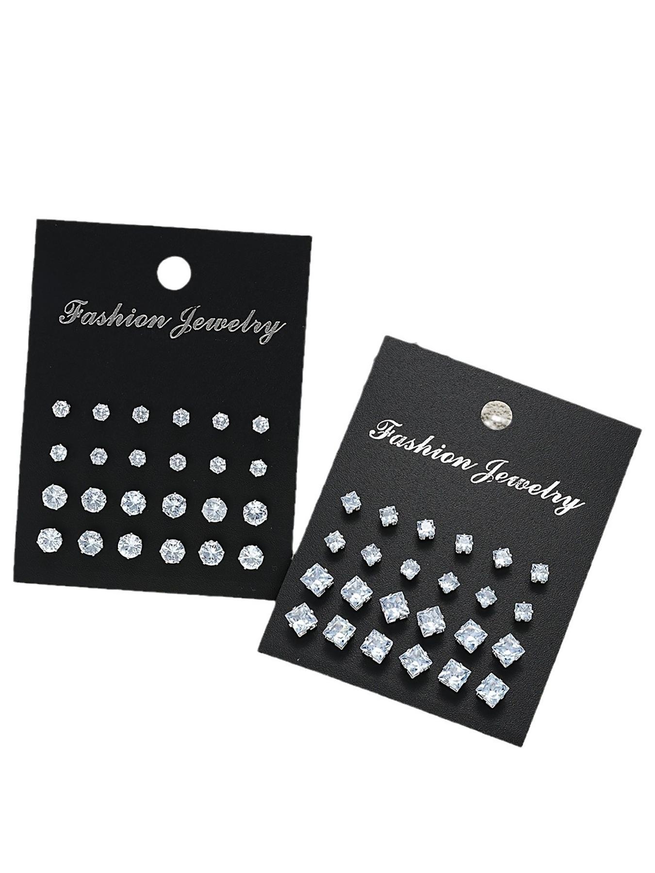 Simple Round & Square Shaped Rhinestone Earrings, Square Stud Earrings, Fashion Jewelry for Party, Daily Clothing Decor, Trendy All-match & Exquisite Jewelry for Birthday Gift, Ear Studs