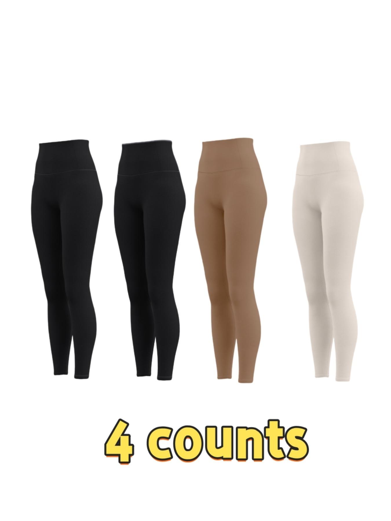 Women's Solid High Waist Sports Leggings, Tight Fitted Breathable Comfortable Skinny Pants for Yoga Gym Workout Running, Ladies Sportswear for All Seasons