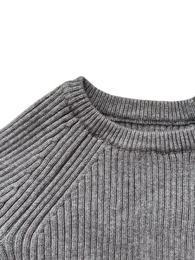 Joyfunear Women's Crew Neck Ribbed Knit Two-Piece Set Long-Sleeve Crop Top & Midi Skirt Fashionable Outfit