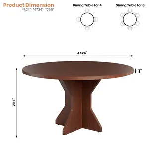 GAOMON Space-Saving Modern Round Dining Table for 4-6 – 47" Sturdy Wood Pedestal Base – Sturdy and Durable – Perfect for Kitchen, Dining Room, Living Room, or Apartment