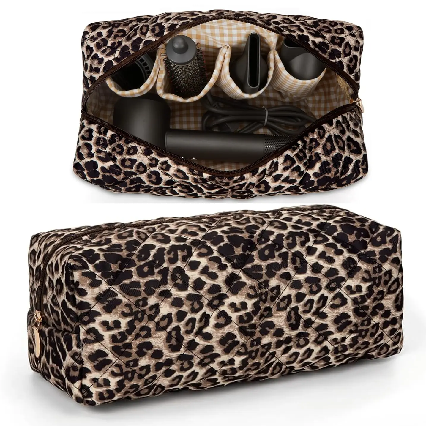 Hair Tool Travel Bag Compatible with Multiple Hair Dryer Models, Leopard Print Luggage, Curling Iron Storage Bag, Travel Grooming Organizer, Multiple Compartments, Travel Essentials Organization, Travel Accessory