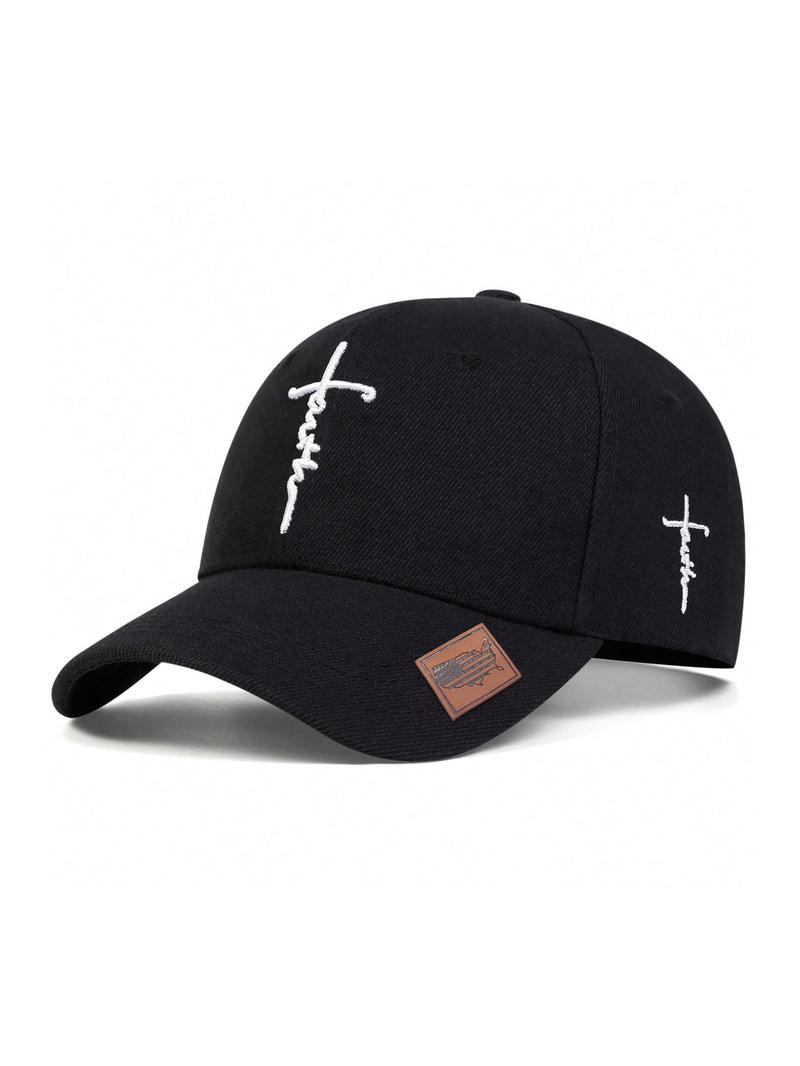 Faith Letter & Cross Embroidery Baseball Cap, Casual Outdoor Sports Hat for Men & Women, Adjustable Sun Protection Cap for Daily Wear, Adjustable Stylish Hat