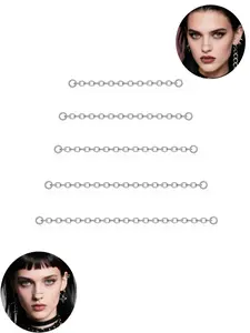 5Pcs Nose Chain Piercing Stainless Steel Across Top Nose Rings Chain Heart Double Nostril Bridge Jewelry for Women Men Silver Plated 32/35/40/45/50mm