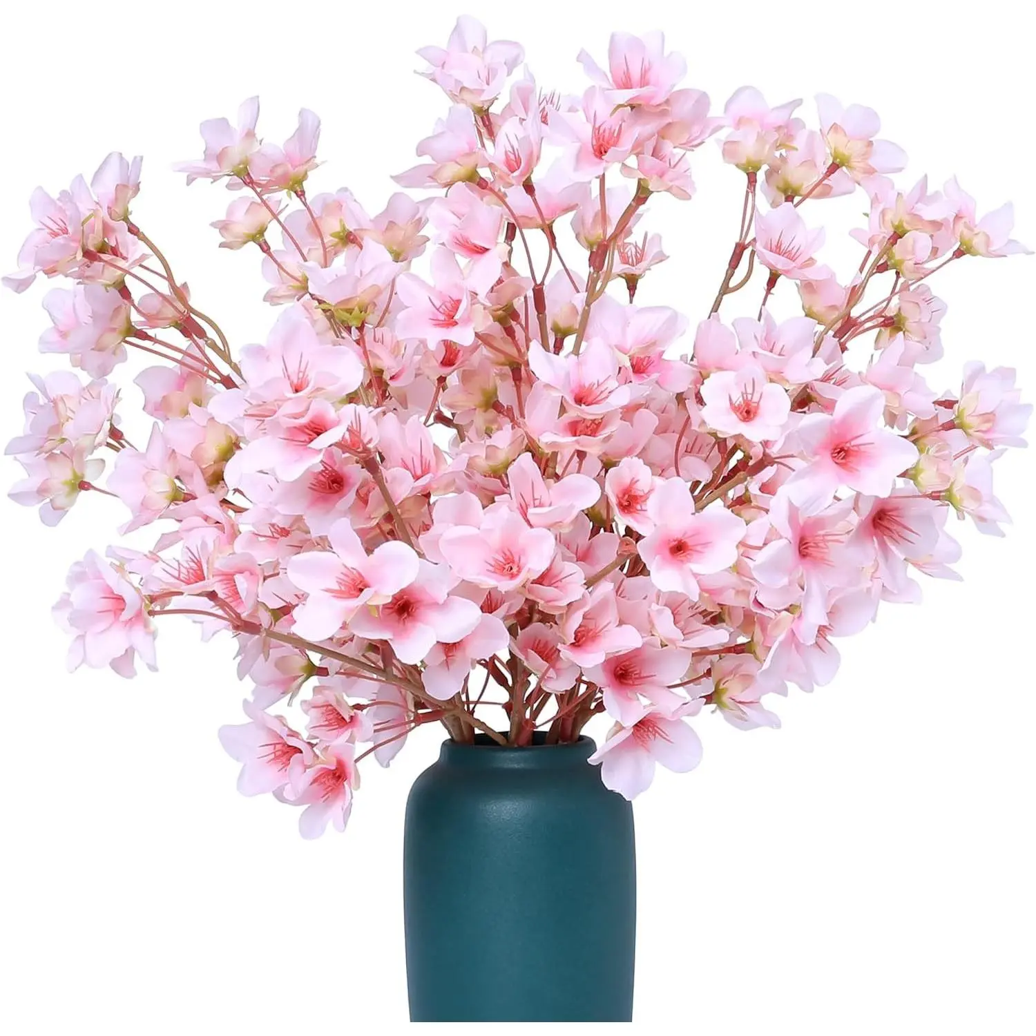 6Pcs 16" Artificial Cherry Blossom Branches Silk Fake Flowers Spring Faux Peach Bouquet for Home Wedding Bedroom Japanese Decoration DIY Table Centerpiece Arrangement PinkGift