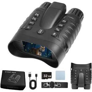 4K Night Vision Goggles, 3.2" Night Vision Binoculars for Adults with Rangefinder, 8X Digital Zoom with 4500mah Battery, 32GB Card for Camping and Wildlife Observation