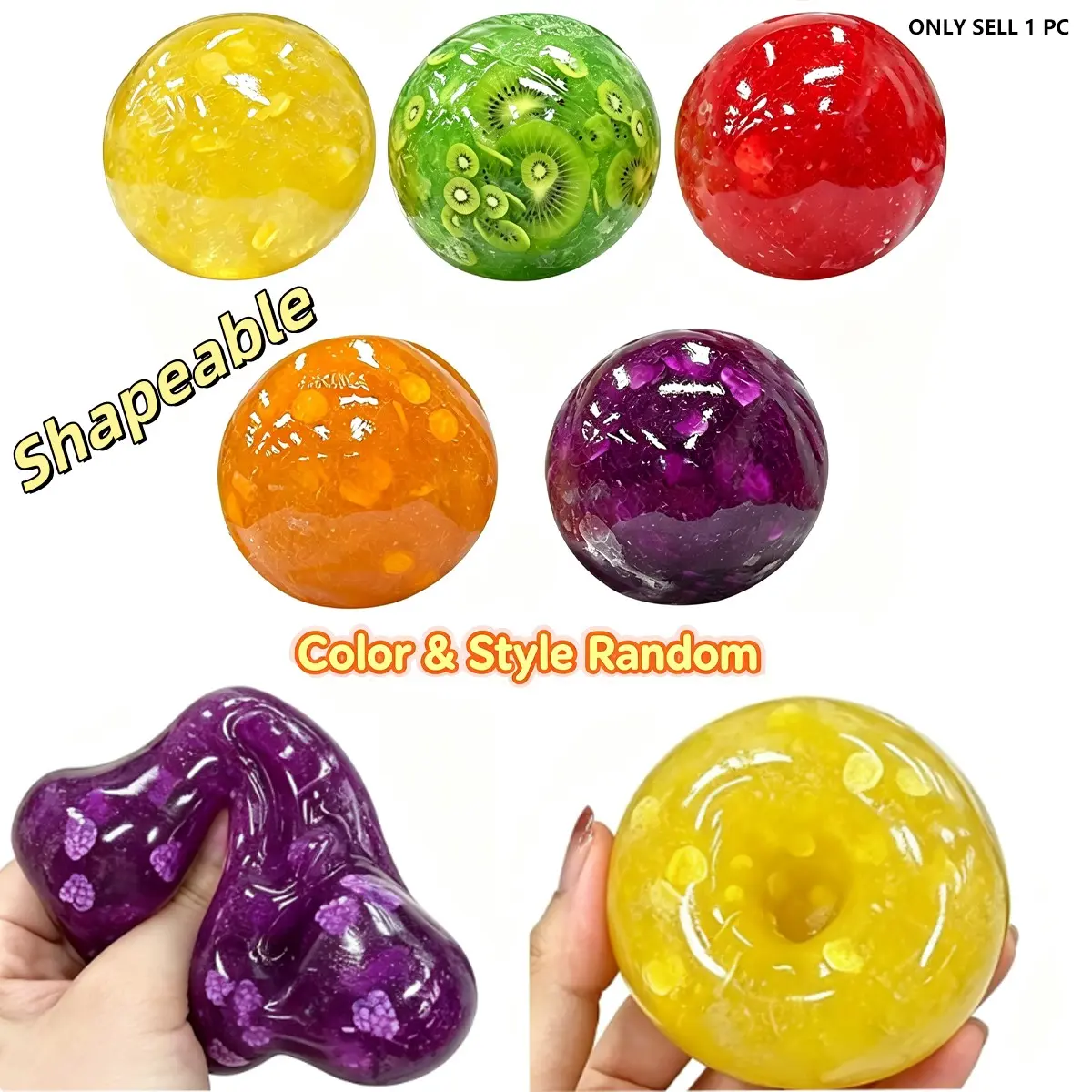 Blind Box Fruit Ice Ball Toy, New Squeezing Toy with Crinkle Sound, Stress Relief Comfort Toy, Soft Asmr Finger Toy, Ideal Gift for Holidays