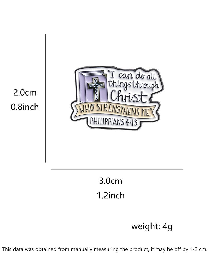 Creative Cross & Letters Print Brooch, Fashion Alloy Brooch for Daily Clothing, Clothes Accessories for Men & Women, Suitable for Clothes, Bags, Jeans, Pinbadges