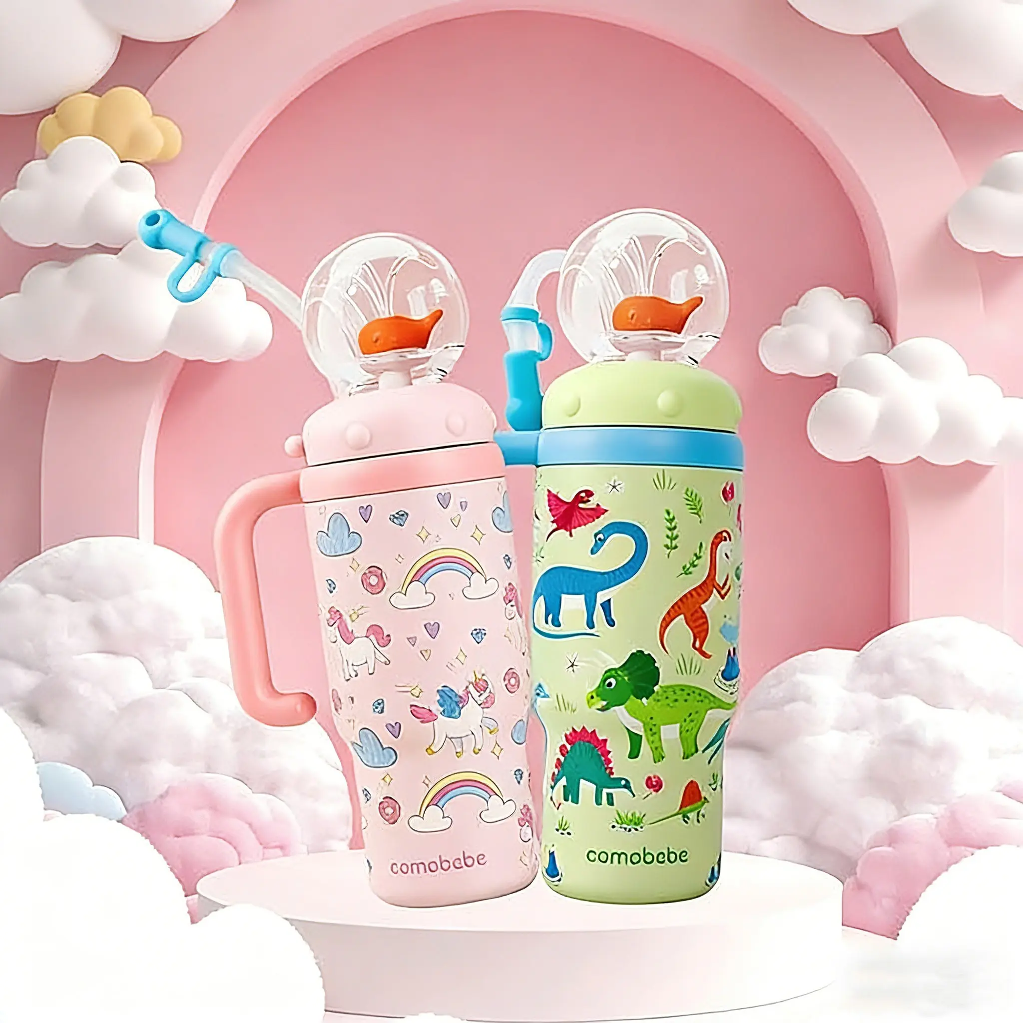 Stainless Steel Whale Fountain Tumbler,Insulated Whale Water Bottle,Travel Water Bottle,Tumbler with Fun Fountain Effect,Drinking Cup with Whale Squirt,Two Lids, Spill-Proof, Dishwasher Safe, Cute & Perfect for Kids and Adults, Insulated Vacuum Tumbler