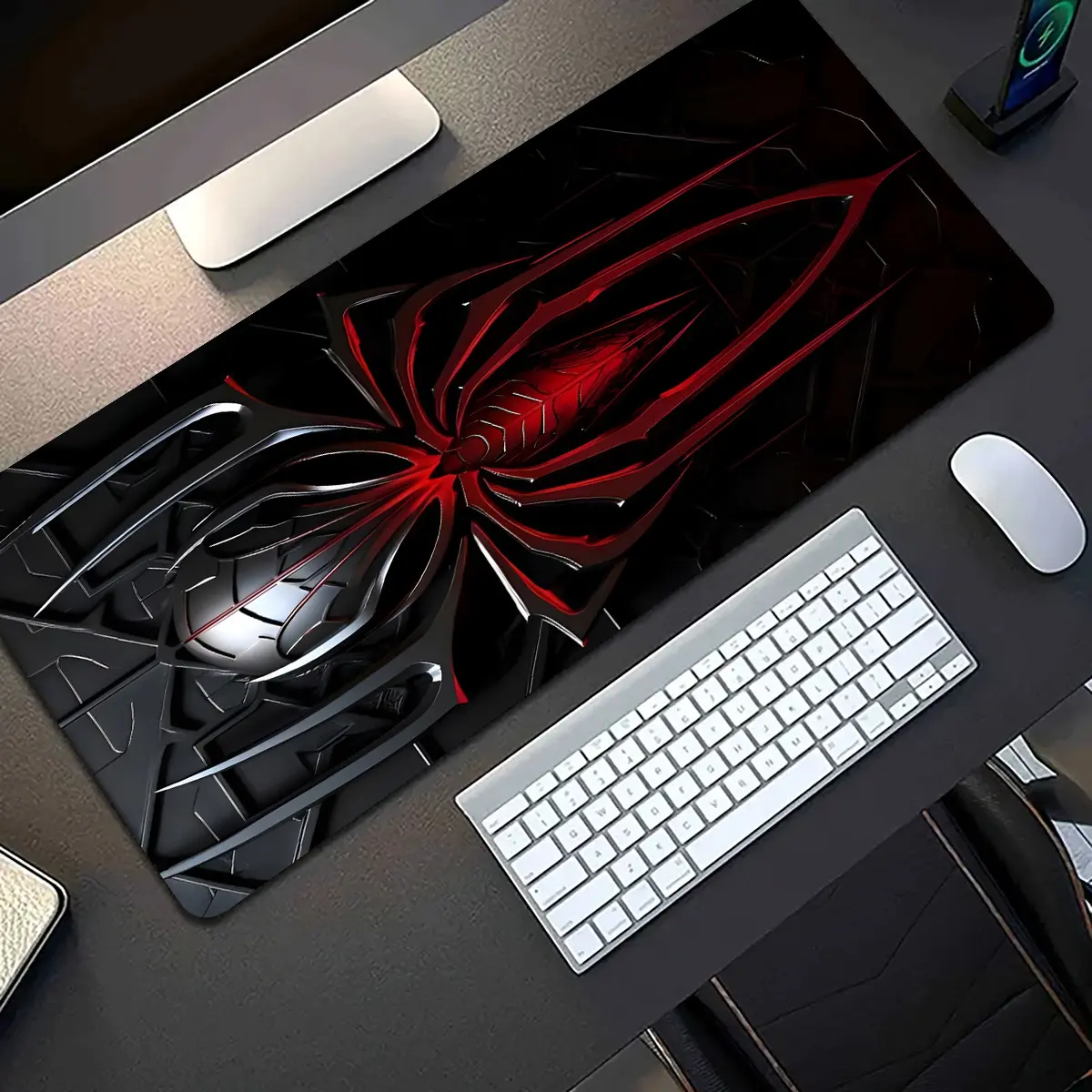 Metallic Spider Pattern Large Mouse Pad Desk Mat with a High-End Feel |   Non-slip rubber base |   Perfect choice for home office and gaming |   The ideal gift for friends and ladies is an extra-long desk mat for gamers, a stylish office desk decoration a