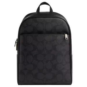 COACH Owen Large Leather Backpack with Zip Closure Unisex Black
