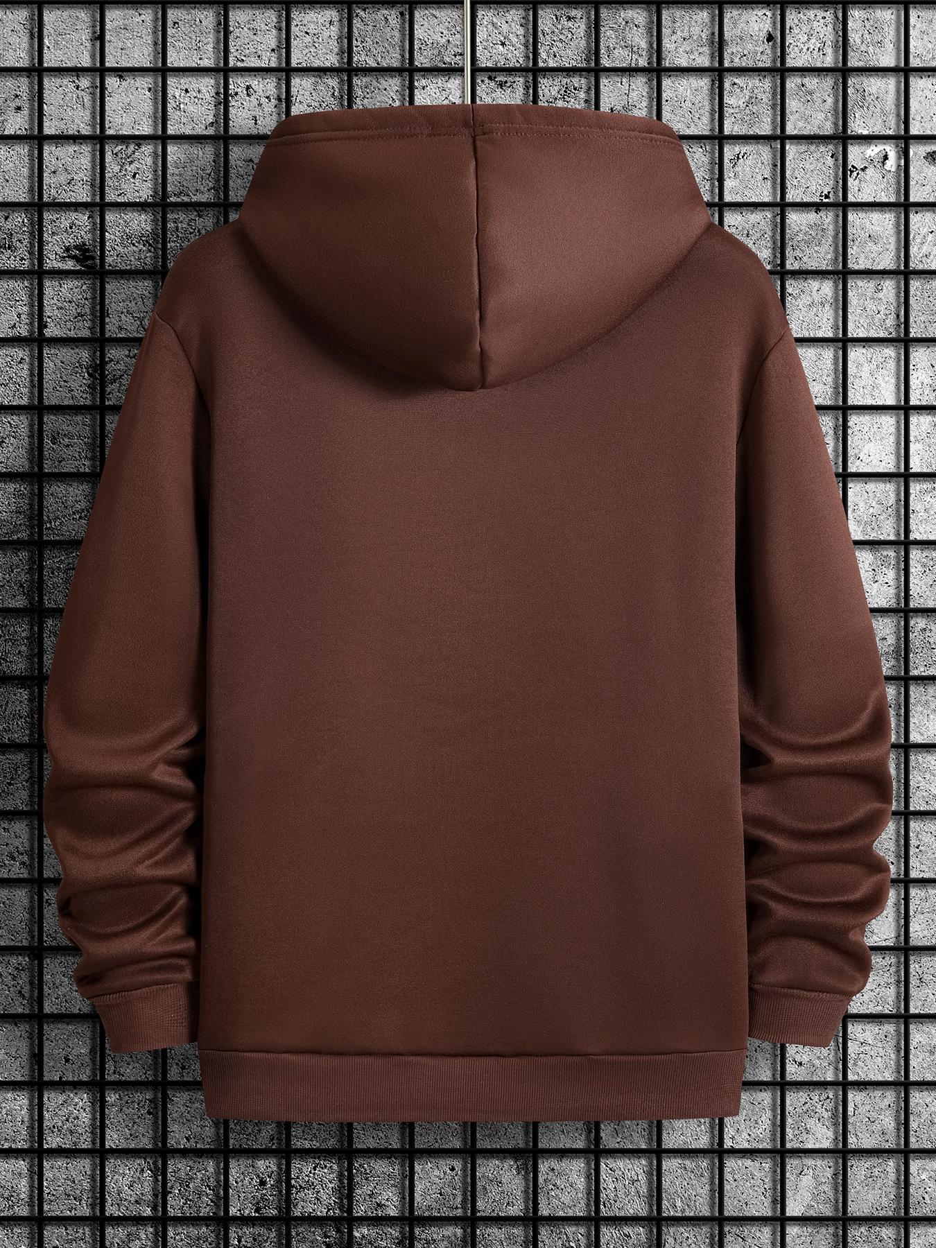 Men's Cartoon Rooster Print Drawstring Pocket Hoodie, Essentials Hoodie, Back To School Outfits, Casual, Regular Fit Fitted Hooded Long Sleeve Pullover, Hoodies for Men, Sweatshirts, Tops, Drippy Outfits, Going Out Outfit, Menswear, Cute Animal Sweatshirt