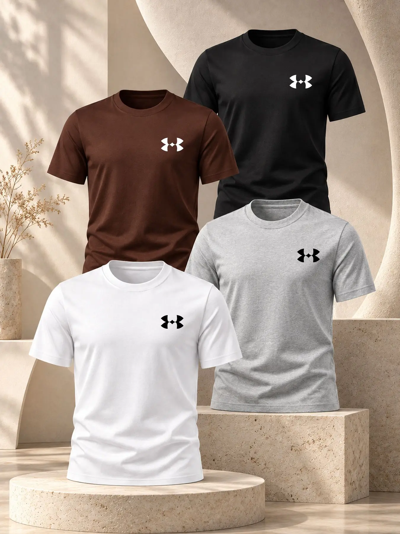 Summer Men's Basic Sporty Short Sleeve T-Shirt, Breathable Quick-Dry, Casual Loose-Fit, Multicolor, Ideal for Gym and Daily Wear