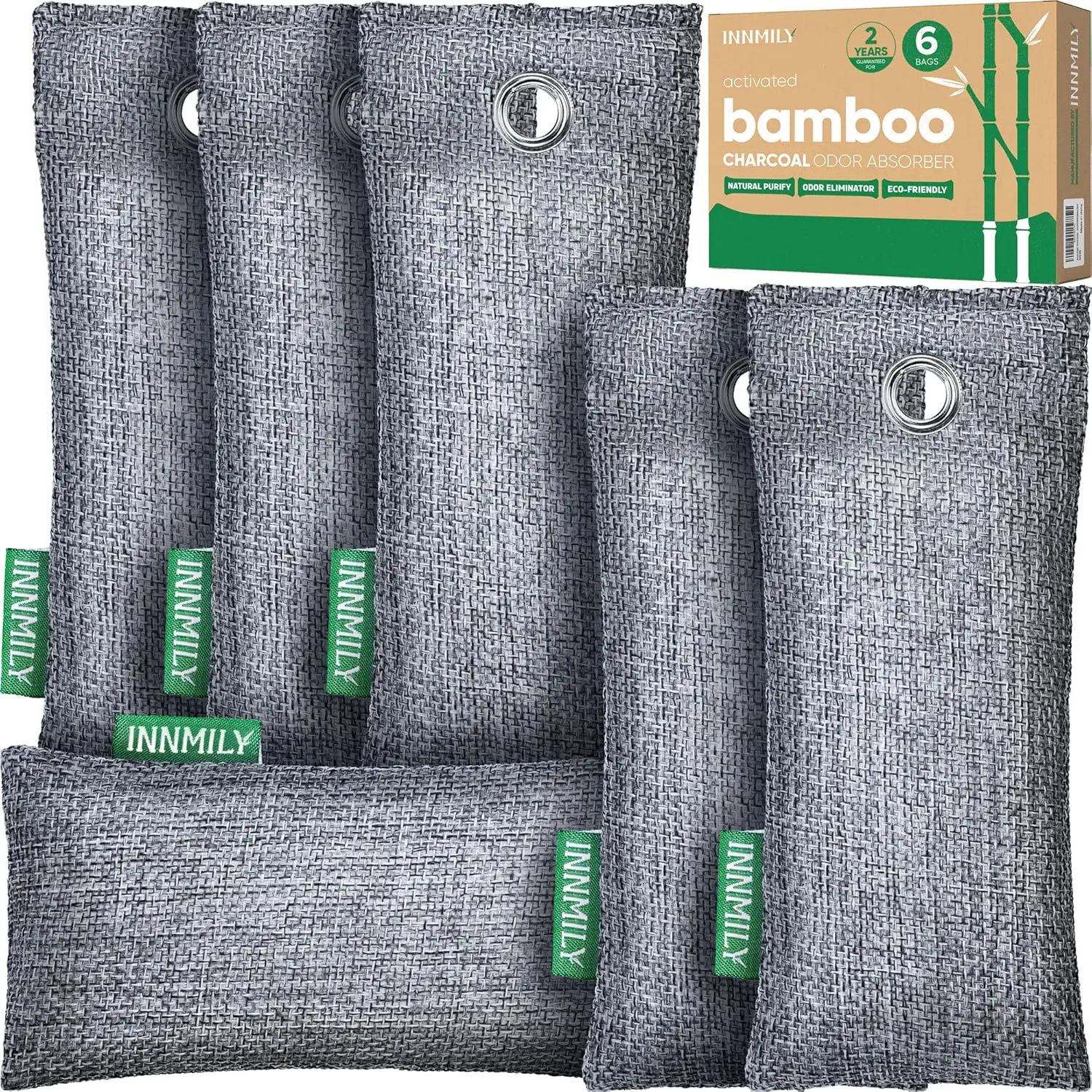 Activated Charcoal Odor Absorber, Odor Eliminator for Strong Odor,Bamboo Charcoal Air Purifying Bags for Shoe Home Car Closet Pet, Sneaker Deodorizer, Smoke Room Deodorizer(6 x 50g)