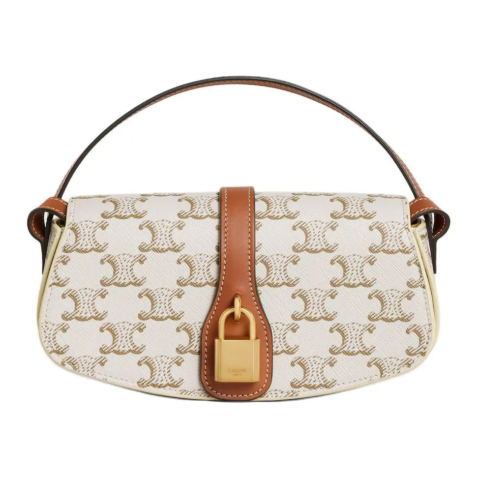 Celine Tabou Arc de Triomphe Monogram Mini Crossbody Bag for Women, White Leather