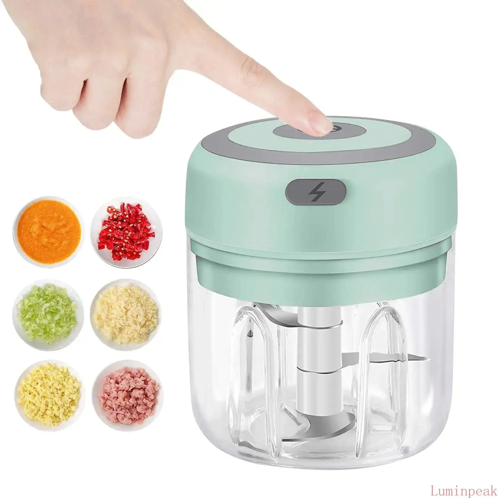 Electric Food Chopper, 250ml Lightweight and Portable Mini Kitchen Grinder with Secure Metal Blades, USB Rechargeable Mincer for Home Cooks, Boujee Kitchen Gadgets, Kitchen Supplies, Space-Saving