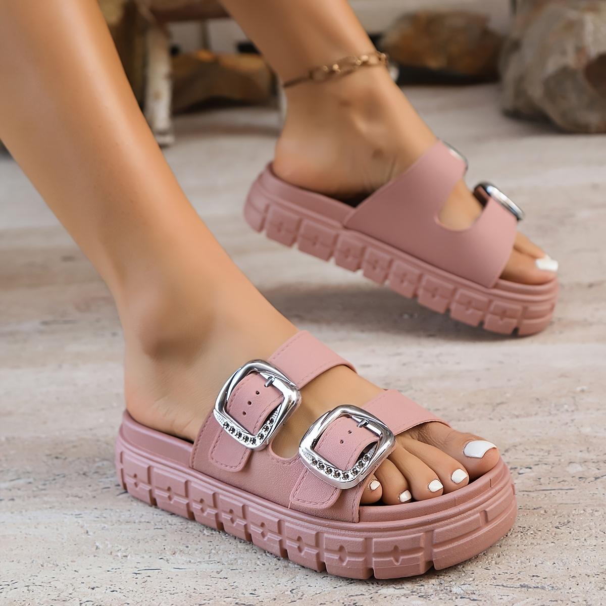 OFIREND Women's Bohemian Platform Sandals - Fashionable Wedge Shoes with Adjustable Buckle Foot Straps, Wide Thick Sole Slippers, Non-Slip TPR Sole, Cushioned Insole, Embellished Faux Cover for Summer Beach Vacation | Women's Shoe