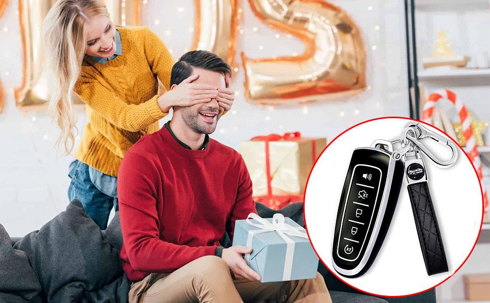 for Ford Key Fob Cover with Keychain,Key Fob Cover Case Shell Compatible with Ford C-Max Edge Escape Expedition Explorer Flex Focus Taurus Lincoln MKS MKT MKX Smart Remote Key (Black)