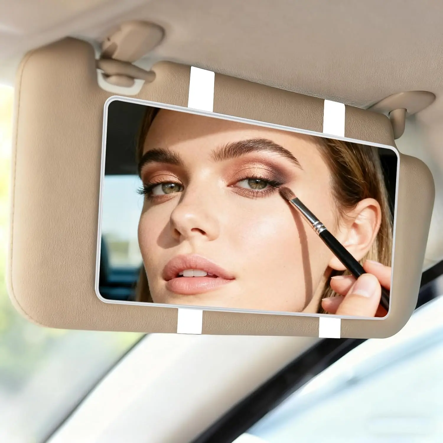 Rechargeable LED Car Sun Visor Vanity Mirror - 3 Modes, 60 LEDs, Dimmable Touch Control, Slim Profile, USB Port, Universal Strap, Makeup Check for Truck SUV, Women's Car Accessory Gift for Girl Wife