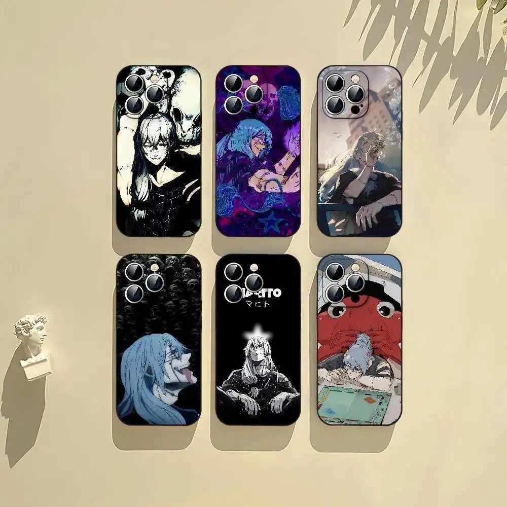 Cartoon Mahito Phone Case Black Shockproof Protective Cover Compatible with iPhone 11-17 Pro Max/Plus & Samsung Galaxy S23-S25
