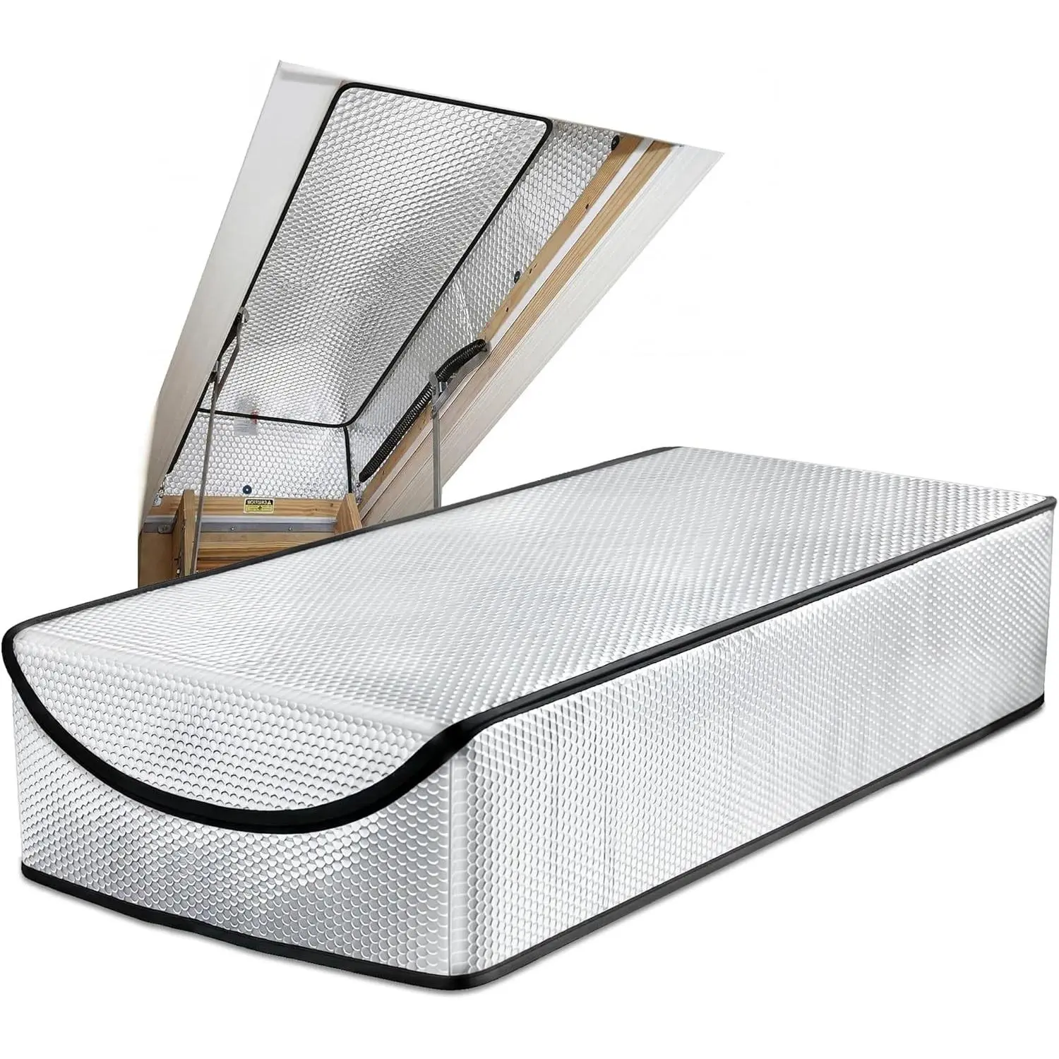 Attic Door Insulation Cover – Reflective Pull Down Tent with Zipper, 25” x 54” x 11” for Attic Stairway & Ladder, Energy-Efficient Heat Barrier & Dust Protection