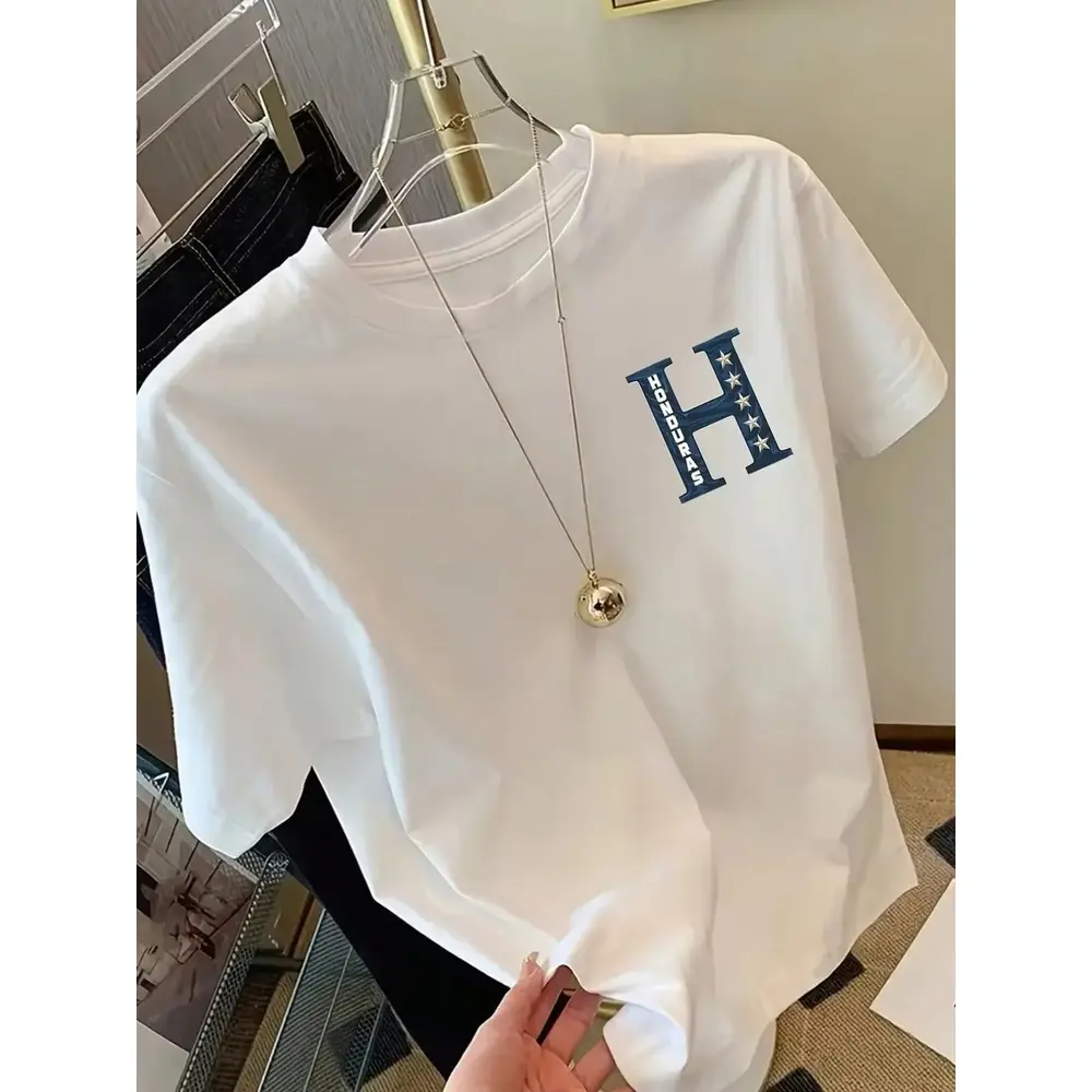 Honduras, HONDURASGraphic Print Tshirt, Short Sleeve Crew Neck Casual Top Summer Spring, Women's Clothing