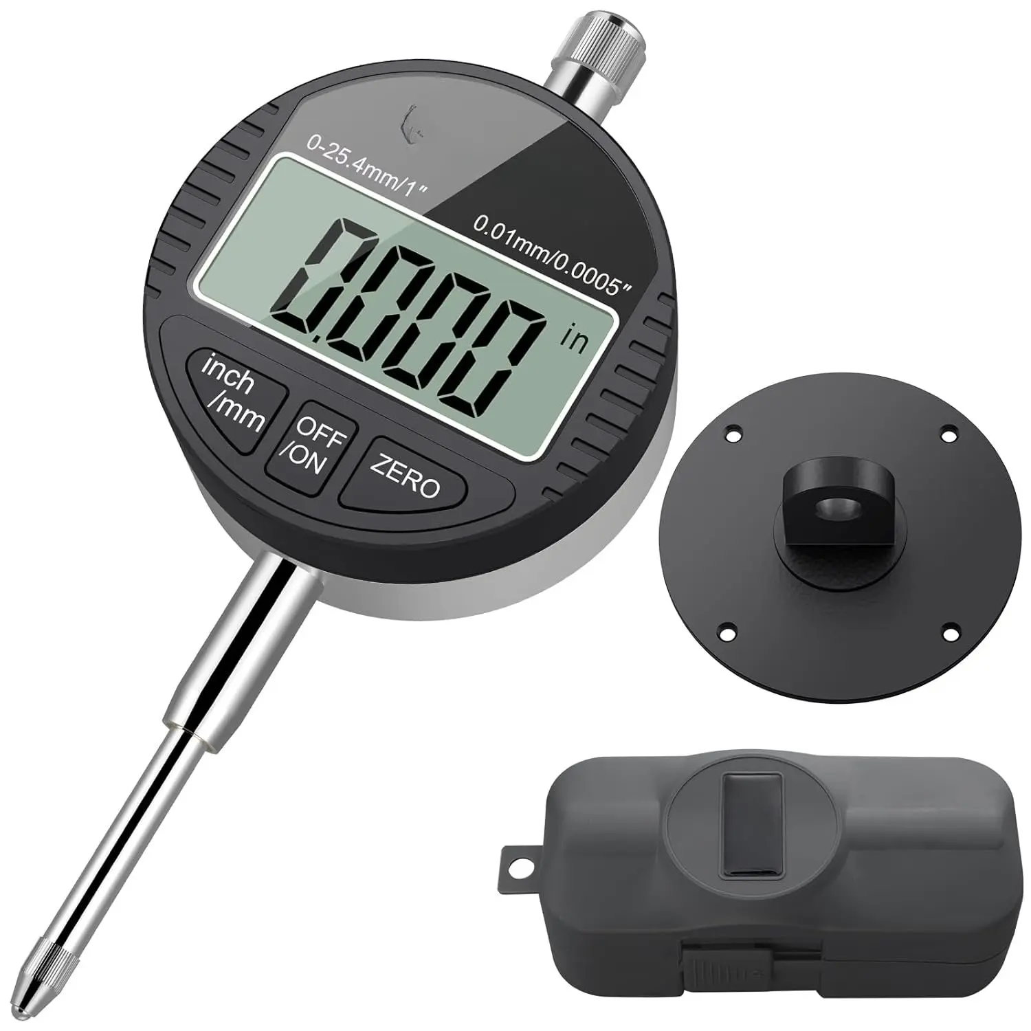 Digital Dial  Gage Gauge 0-1 Inch/25.4 mm Inch/Metric Conversion Auto Off Featured Measuring Tool for  Printer Leveling, etc. - Black